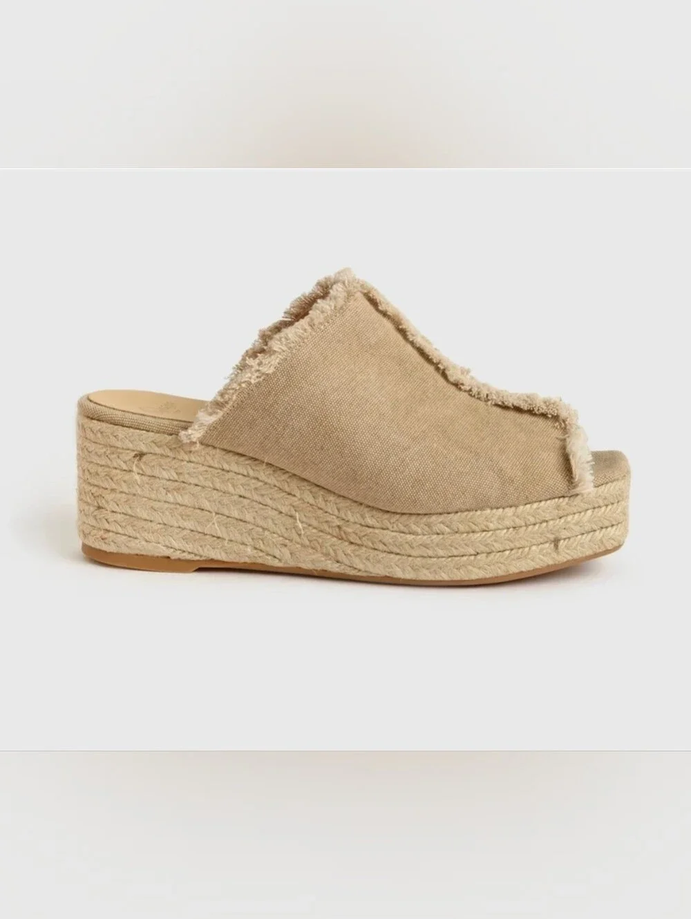 Castaner Queral Frayed Canvas Espadrille Wedge Size 37/6.5